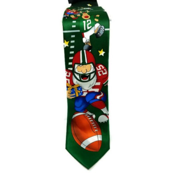 Tie Tales "Red Santa Football" Tie - Picture 1 of 4